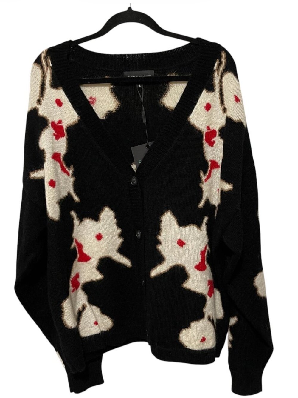 Cynthia Rowley Large Inarsia Button Front Mohair Wool Blend Cardigan NWT